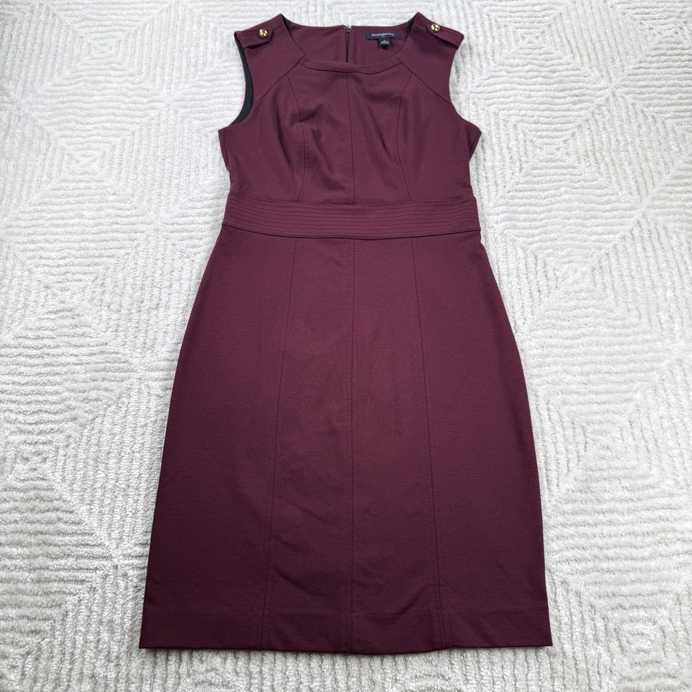 Banana Republic Dress Womens 0 Burgundy Sleeveless Sheath Work Career Office